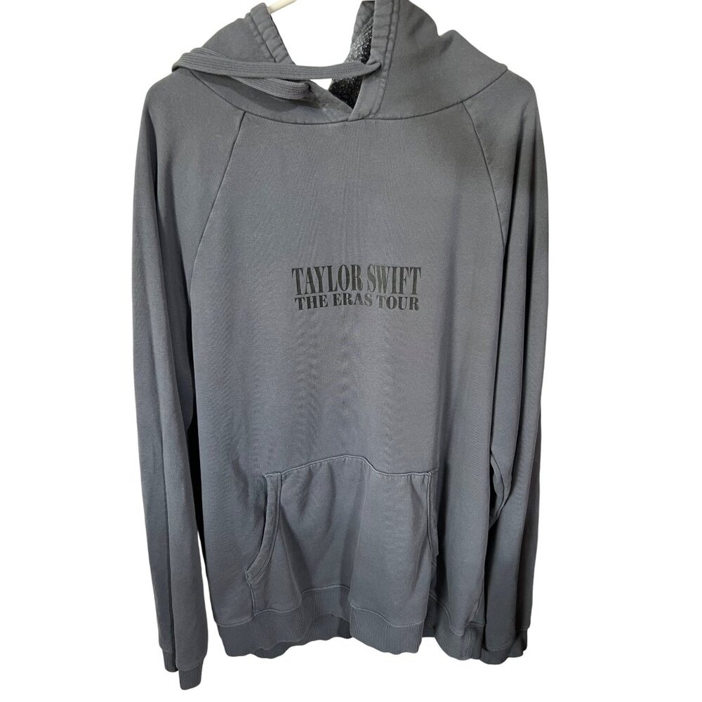 Taylor Swift The Eras Tour 2023 Gray Hoodie L- Fan Apparel With Tour Dates & Poc